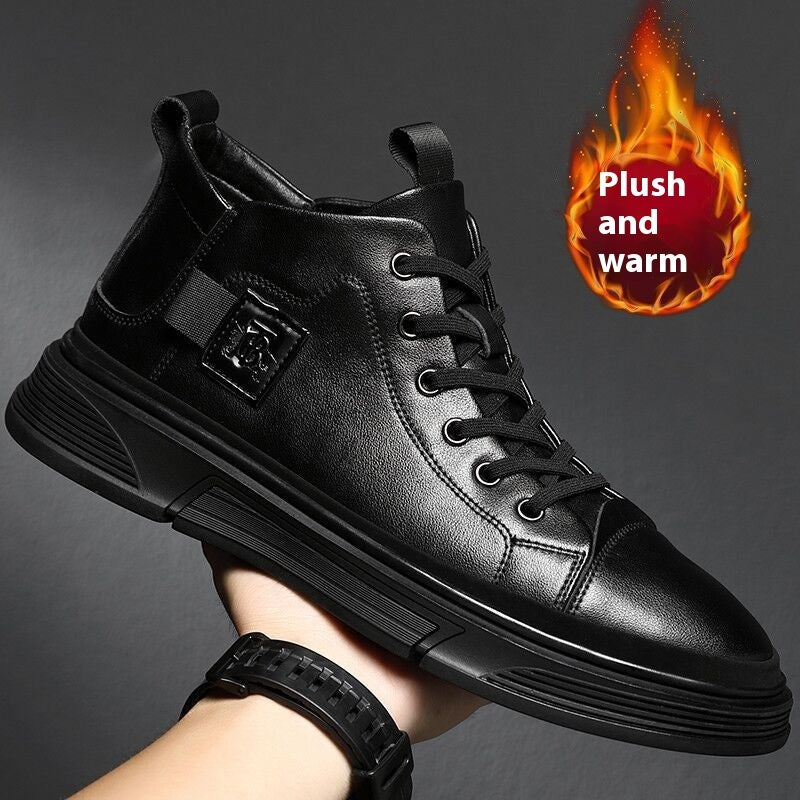 High-top Men's Shoes Winter Men's Leather Shoes Leather Casual