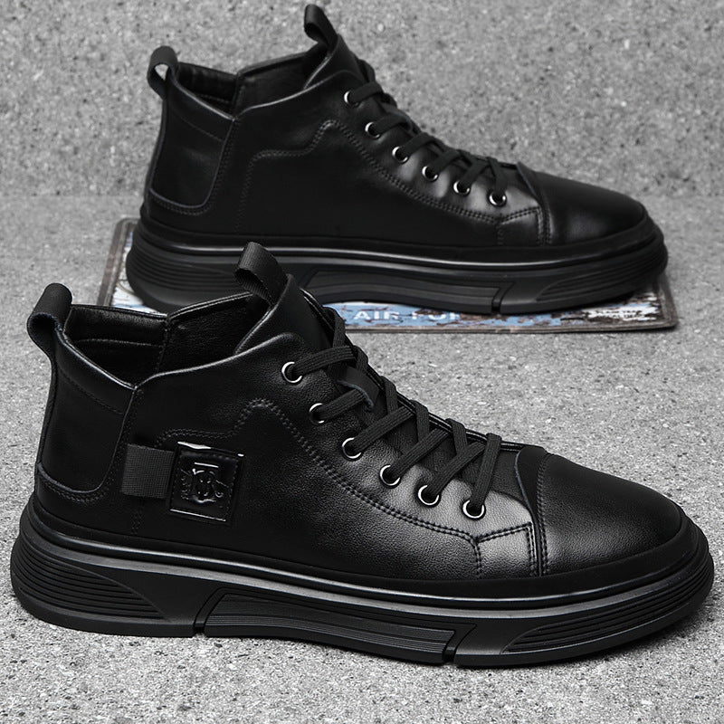 High-top Men's Shoes Winter Men's Leather Shoes Leather Casual